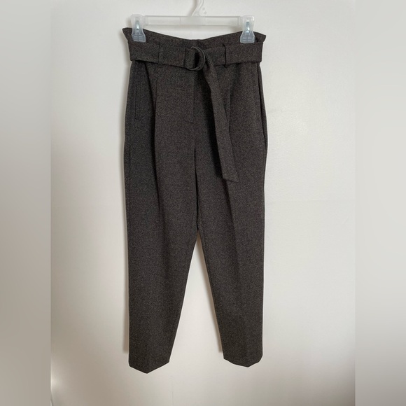 RW&CO. Dark Brown/Charcoal Herringbone Belted Women's Trousers - Picture 2 of 6